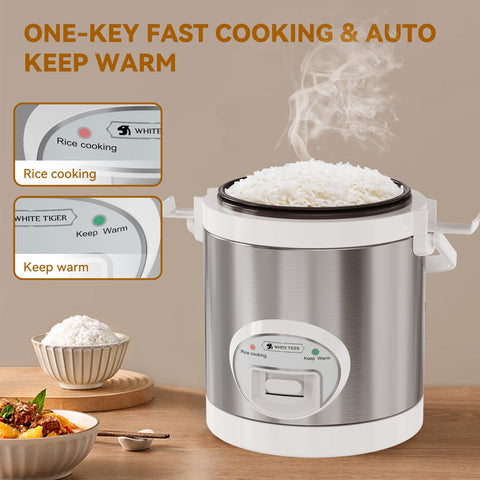 Capacidad para 5 tazas crudas, ideal para 1-4 personas con arroz.