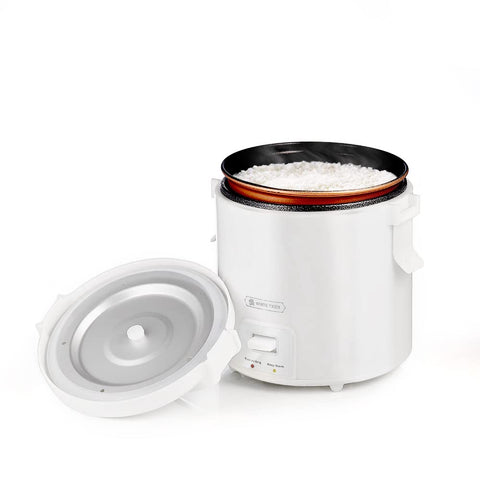 WHITE TIGER mini olla arrocera 1L, ideal para porciones 1-2 y arroz rápido.