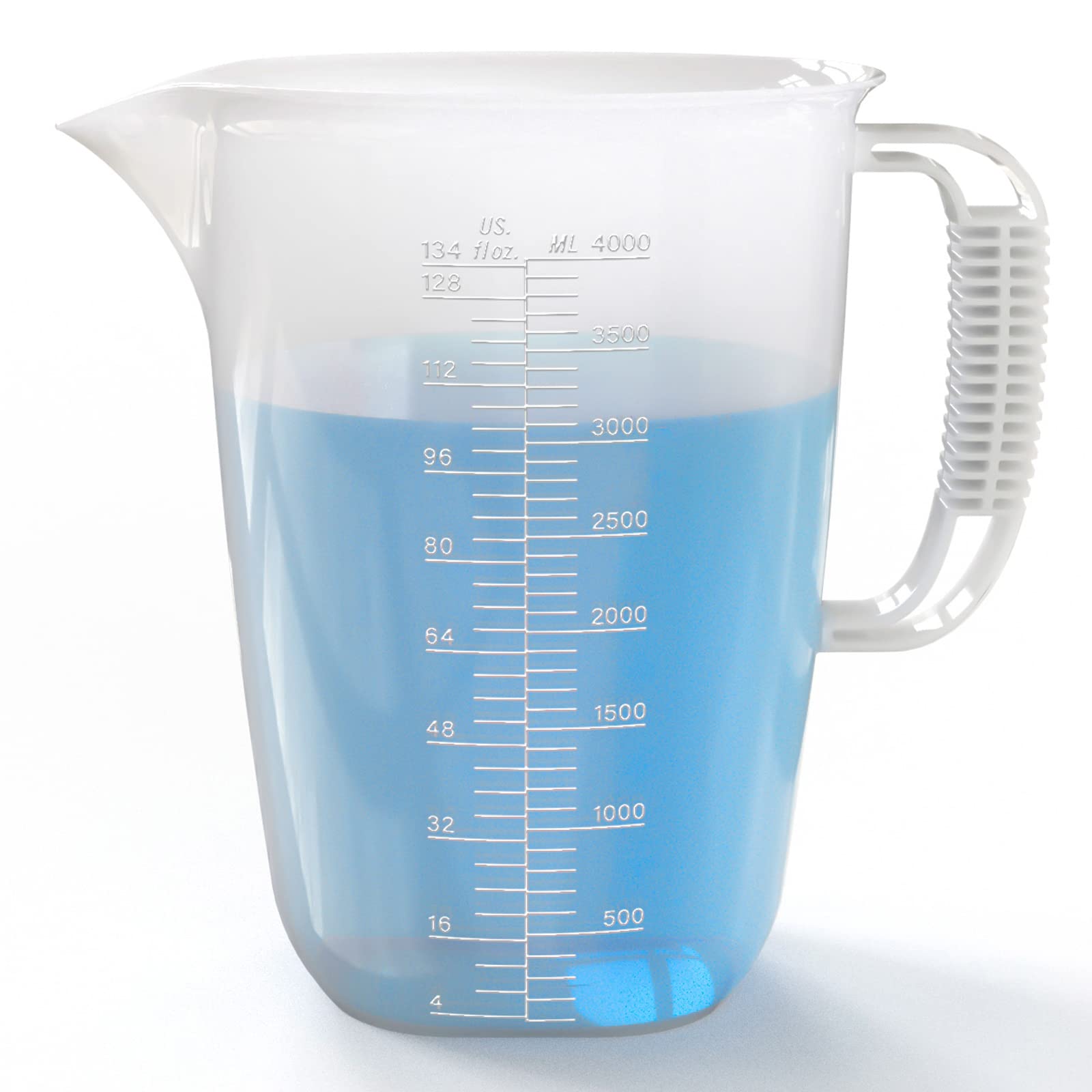 WhiteRhino vaso medidor galón con chorro ergonómico facilita verter sin goteo.