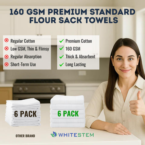 Whitestem toalla de harina 28x28 para secar manos y superficies.