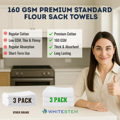WHITESTEM toallas harina ideal para bordado y manualidades
