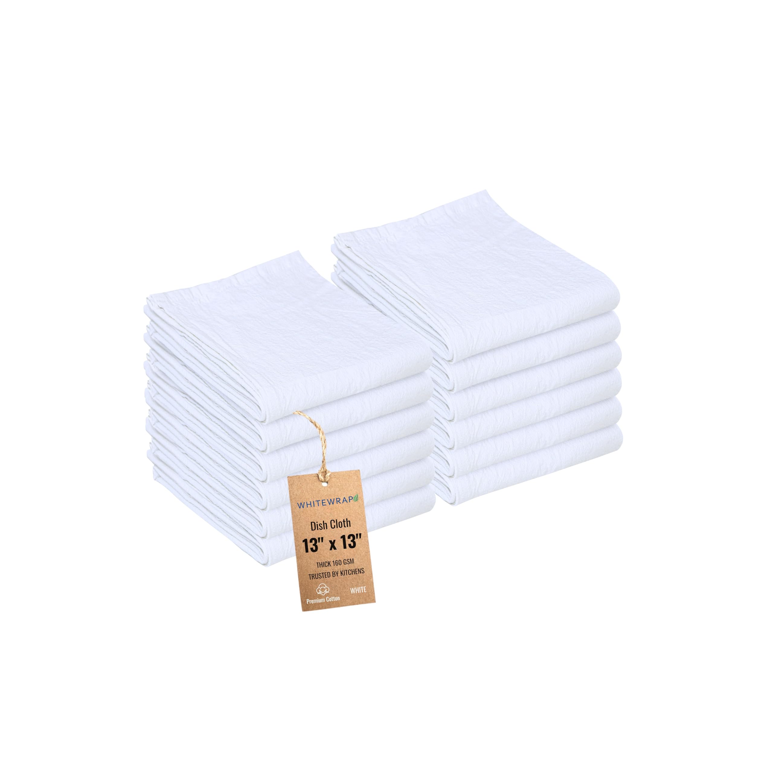 WHITEWRAP paño de cocina de algodón 13x13 para uso diario y absorbencia