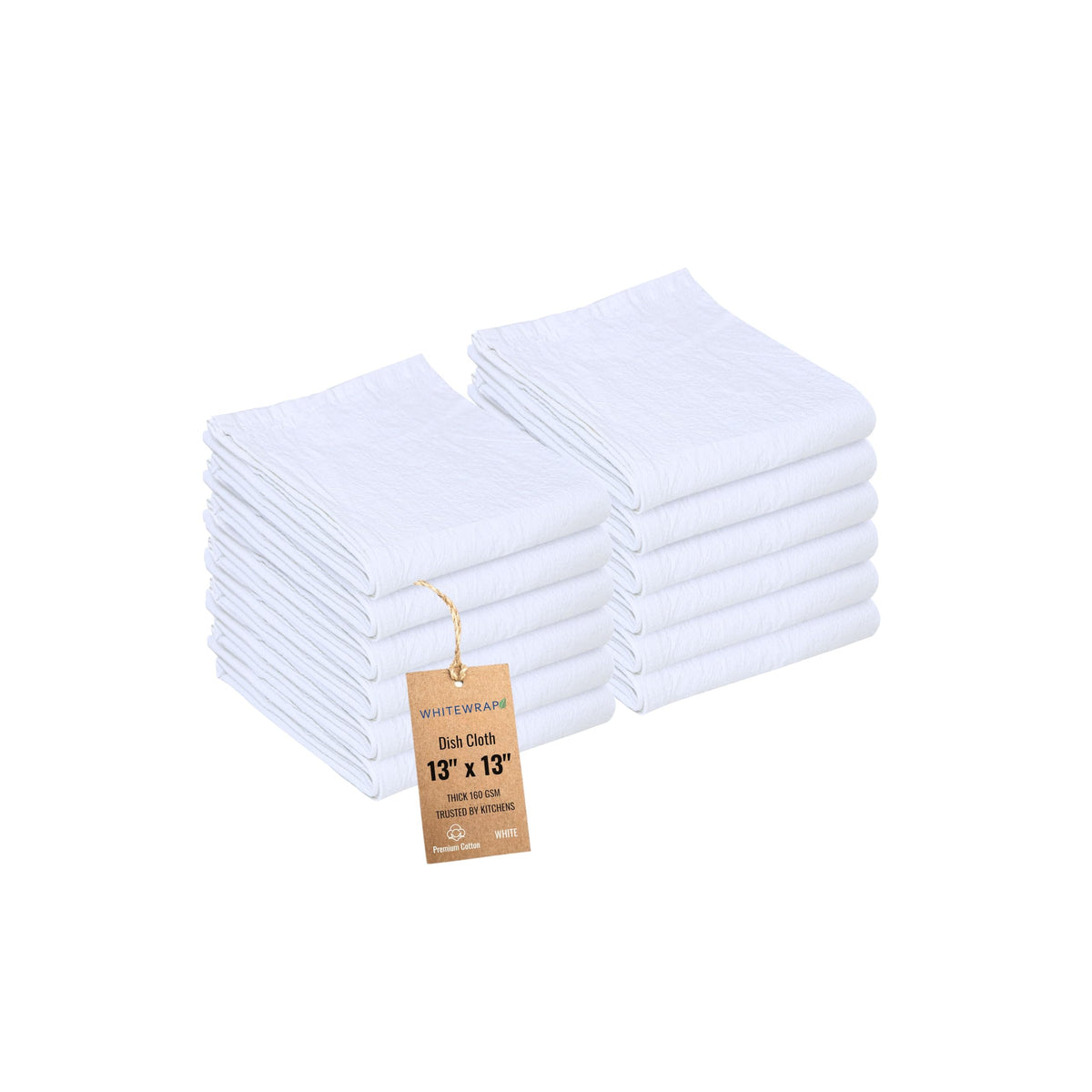 WHITEWRAP paño de cocina de algodón 13x13 para uso diario y absorbencia