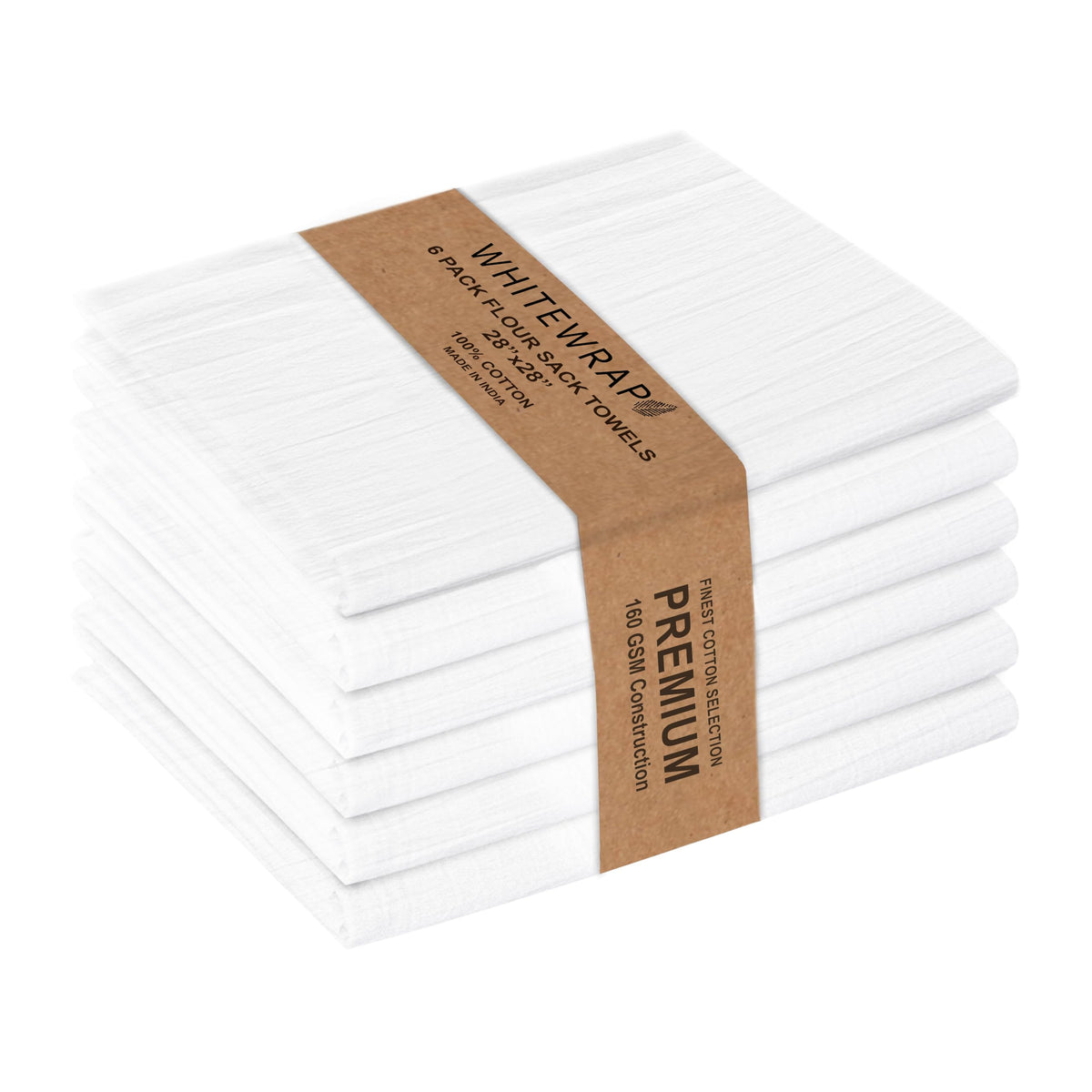 WhiteWrap: toallas de harina absorbentes para secar cristalería y manos con rapidez.