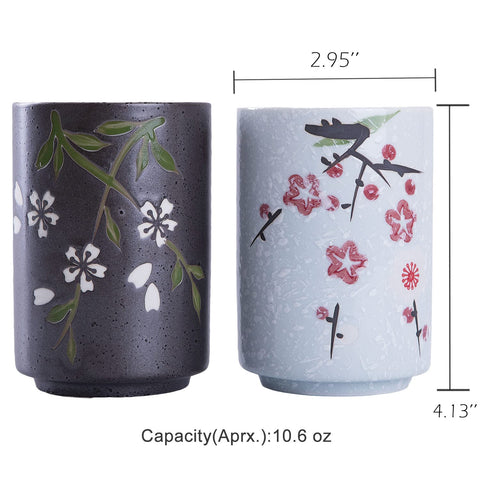WHJY taza floral sin asa, apta para microondas y lavado rápido