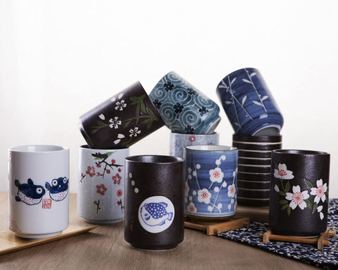WHJY tazas para té sin asa con acabado brillante y toque elegante
