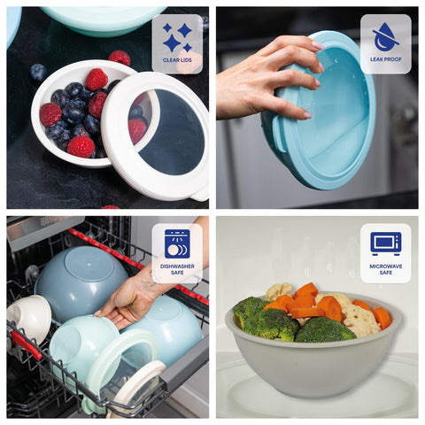 WHYSKO tazones apilables para ahorro de espacio en cocinas.