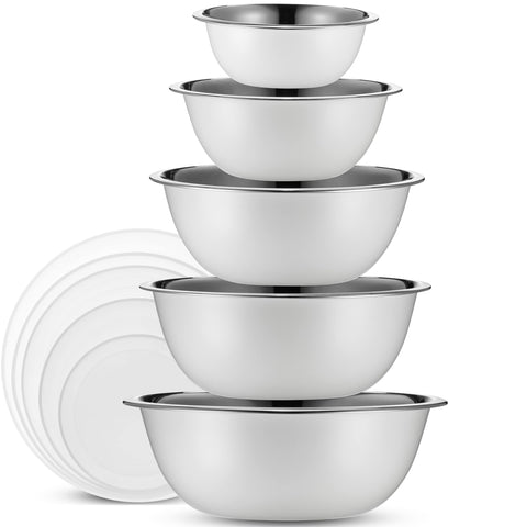 WHYSKO tazones de mezcla en acero inoxidable, set de 10 piezas para cocinar y servir.