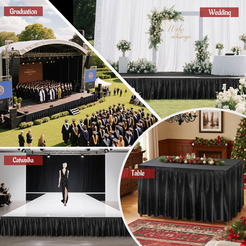 Faldón Wibeelee versátil para eventos: compatible con escenarios, pasarelas y presentaciones.