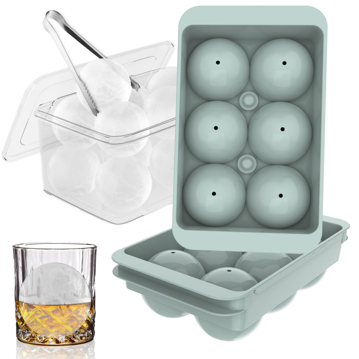 WIBIMEN molde hielo grande bolas redondas para whisky, enfriar sin diluir