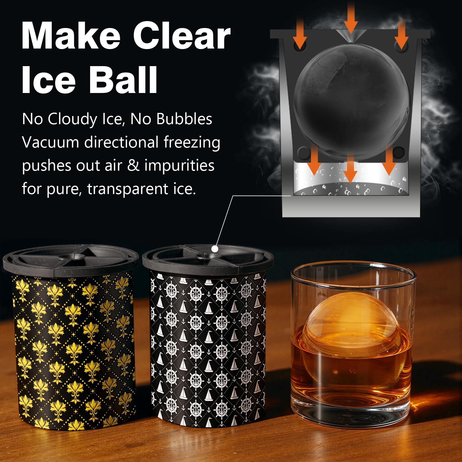 Moldes de hielo cristal WIBIMEN, hielo claro para presentaciones premium.