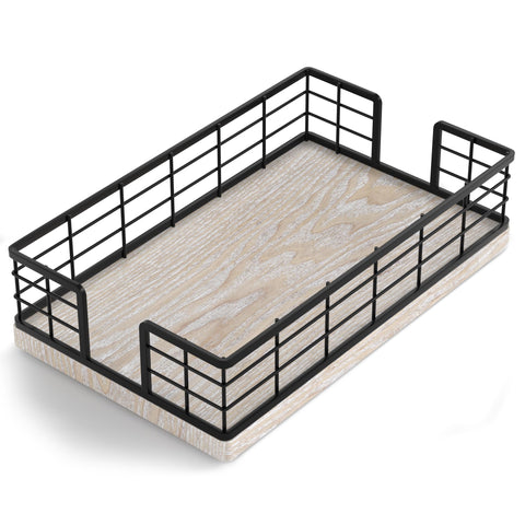 Bandeja Wican porta toallas para huéspedes, acabado negro-ash, ordena toallas fácilmente.