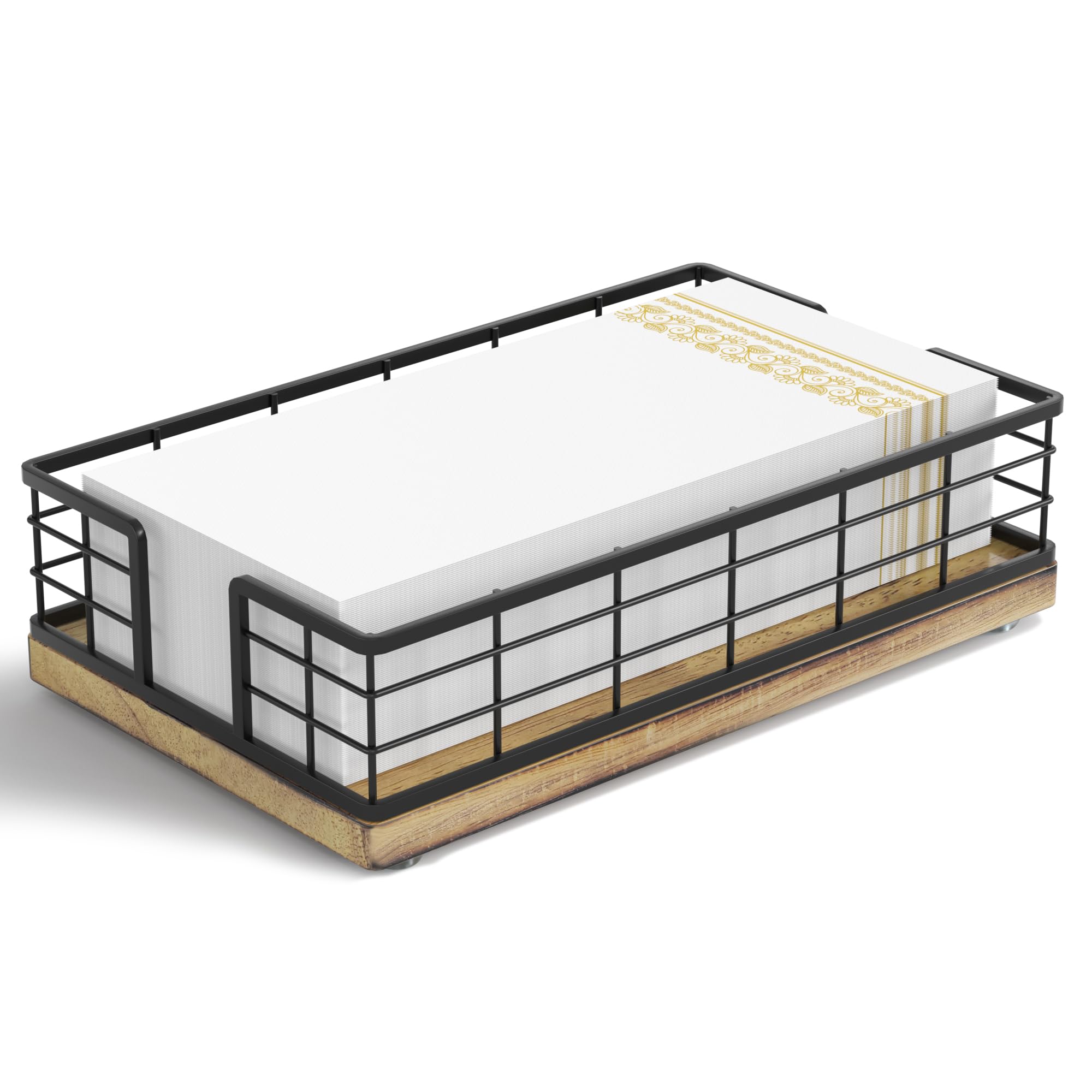 Bandeja Wican portatoallas para invitados en baño negro, práctico y decorativo.