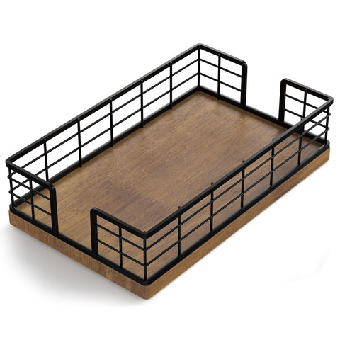 Bandeja Wican para toallas de invitados en baño, acabado negro, práctico para secar las manos