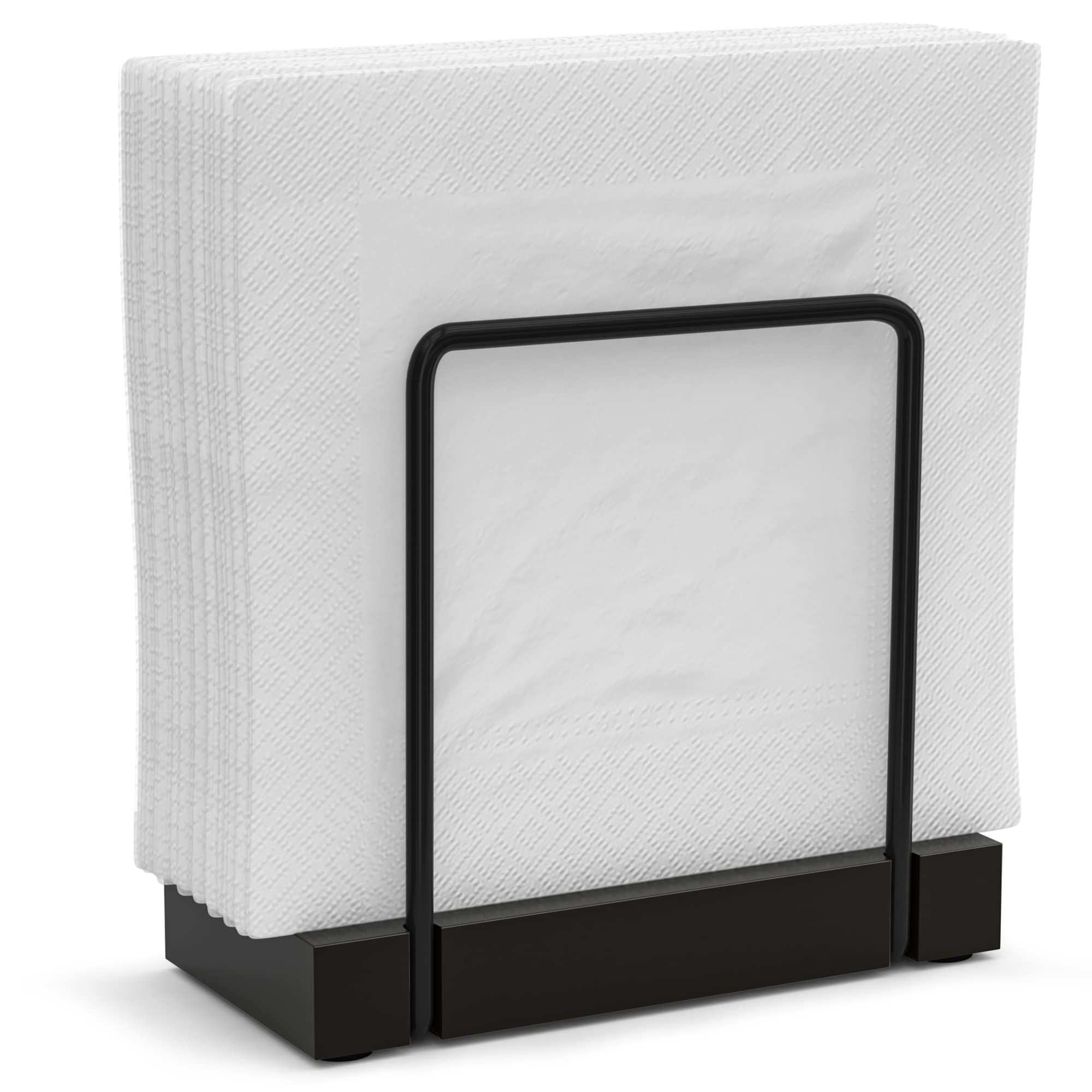 Wican porta-servilletas en mesa negro, acceso rápido y estilo rústico.