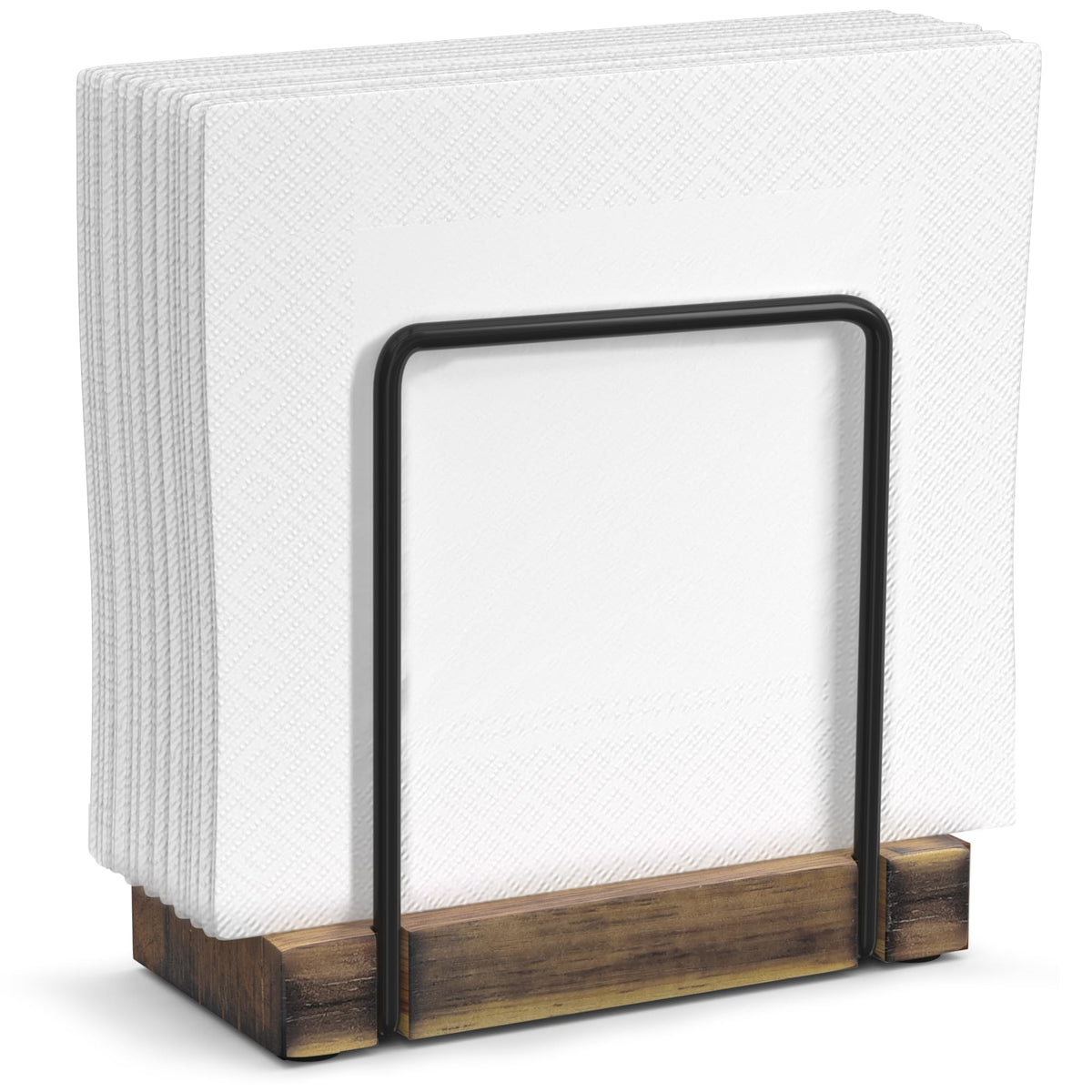 Portanapkins Wican vista frontal, estabilidad y estilo rústico para mesa.