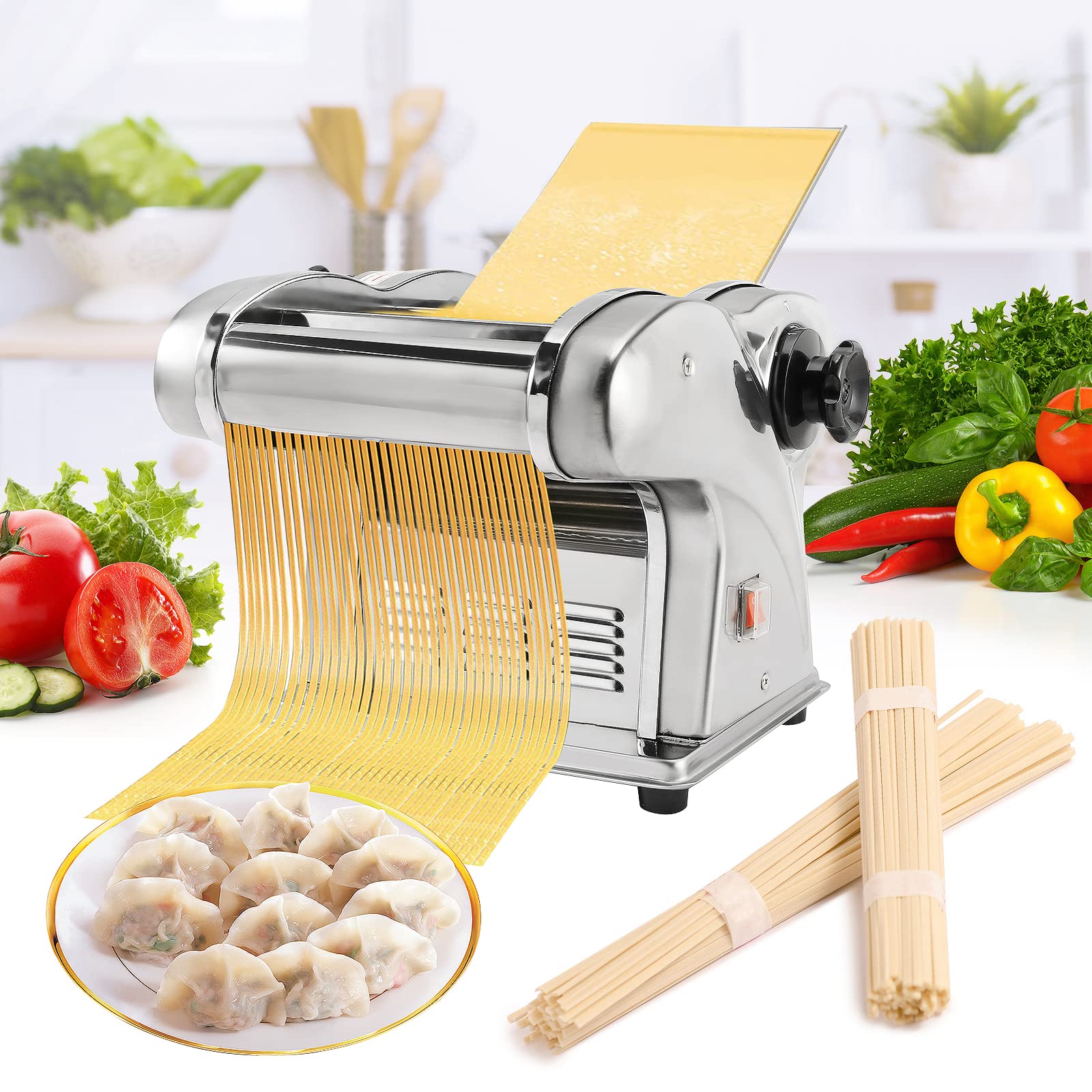 WICHEMI, vista frontal de la prensa y rodillos, ideal para hacer pasta casera.