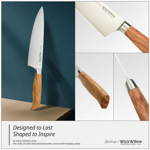 Cuchillo WICKWILLOW con filo de 12° para cortes limpios.