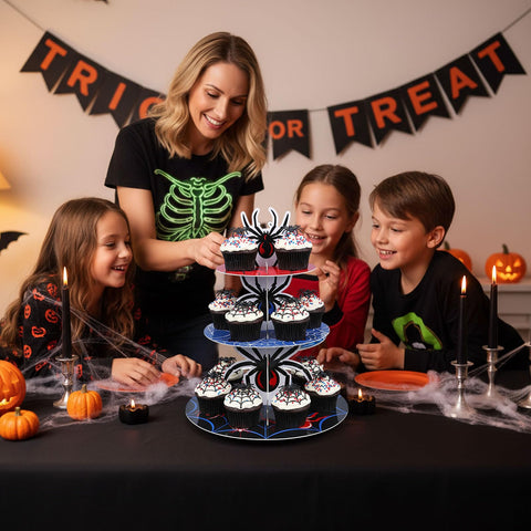 Widecook display versátil para dulces y frutas en mesas de celebración heroica.