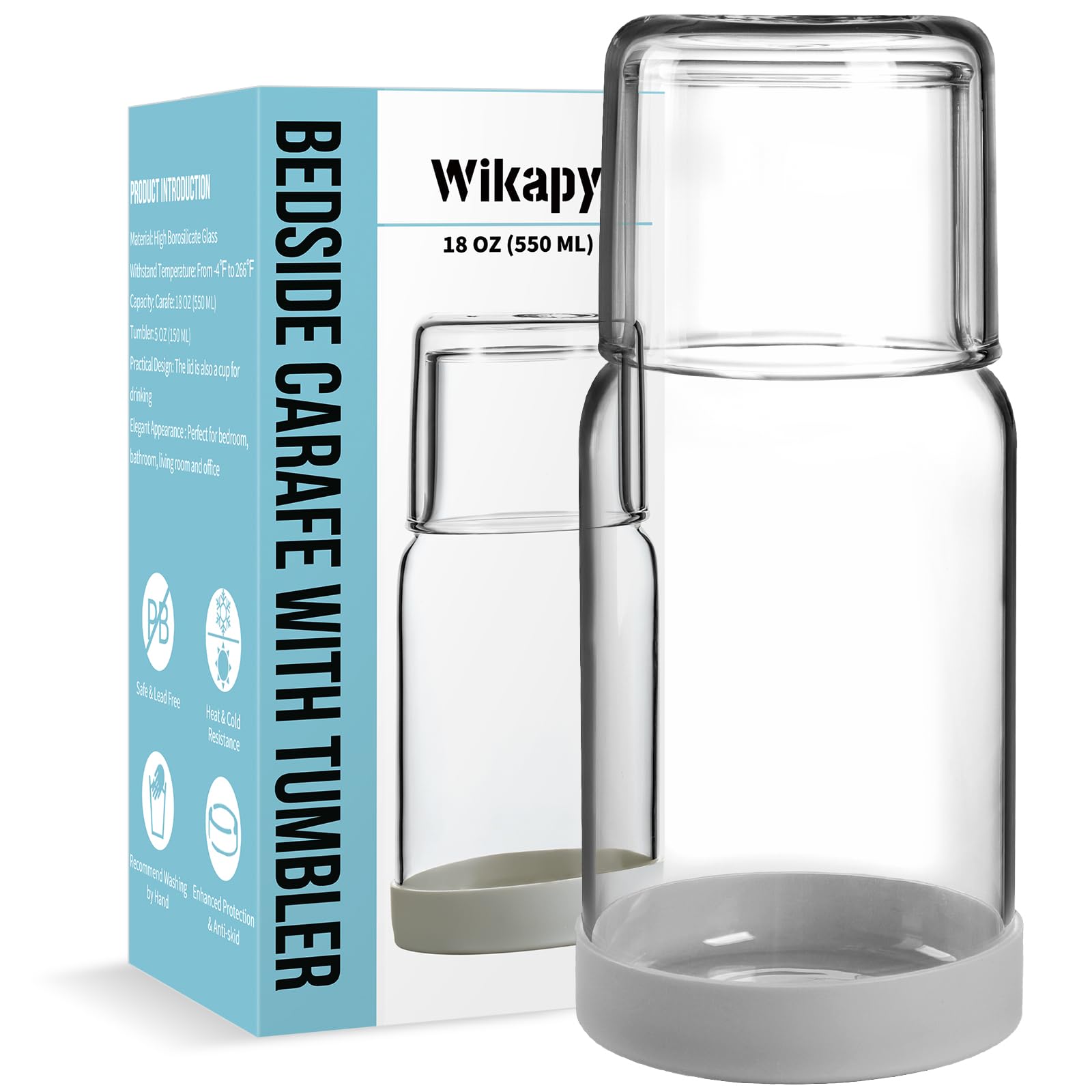 Jarra Wikapy para agua de noche, fácil de agarrar para beber a medianoche.