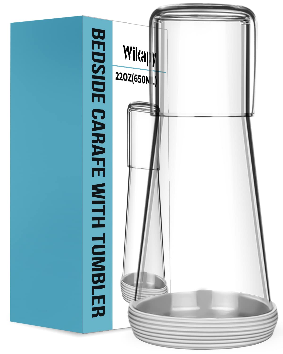 Jarra Wikapy para agua de noche con vaso de vidrio, fácil de beber en la cama.