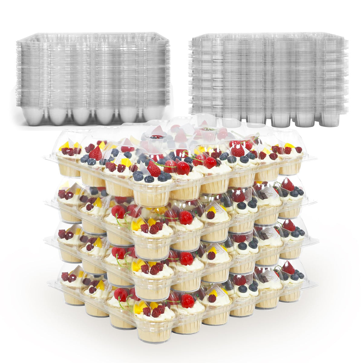 WIKDAY contenedor cupcakes 24 unidades apilable para transporte seguro