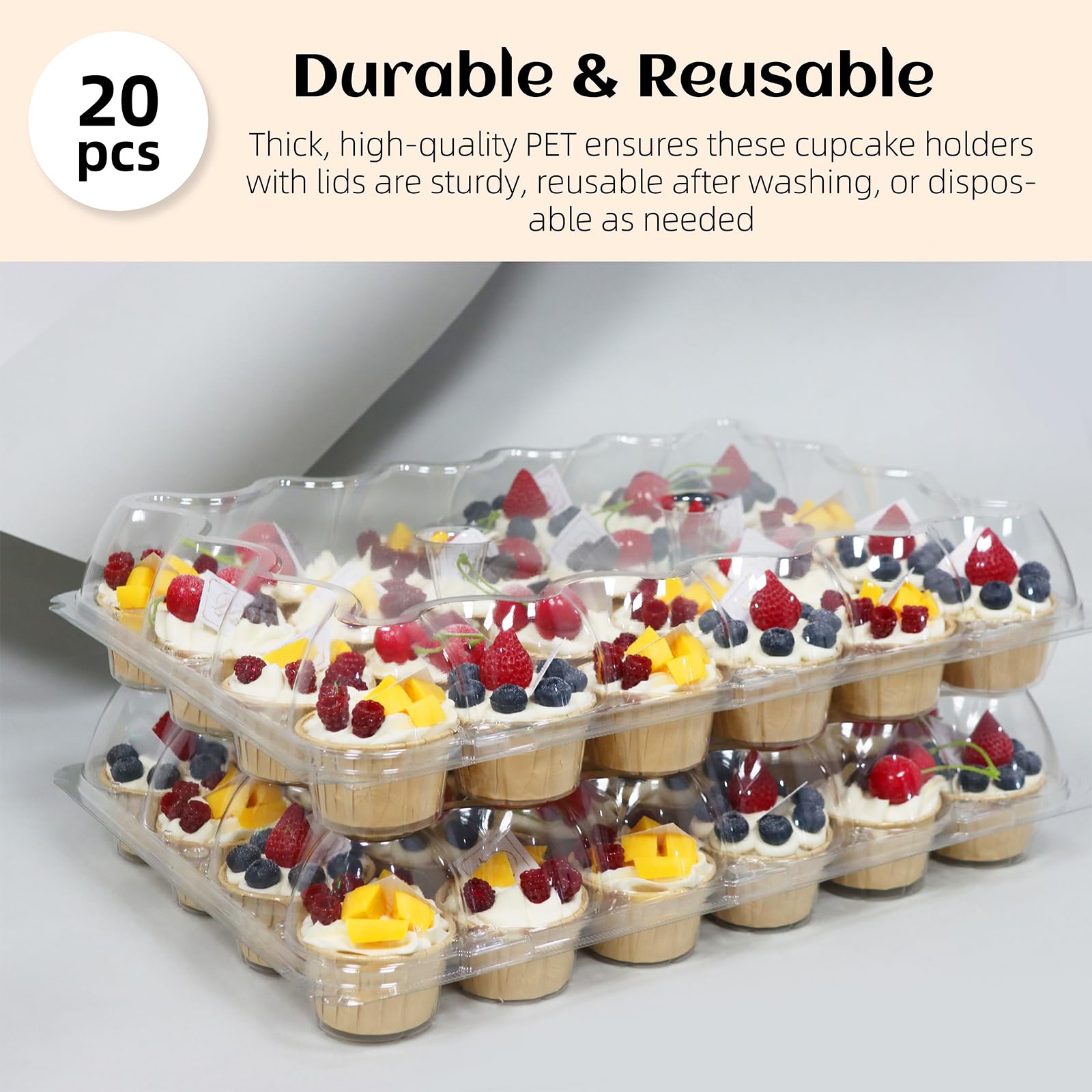 WIKDAY caja cupcakes transparente con tapa para exhibir dulces