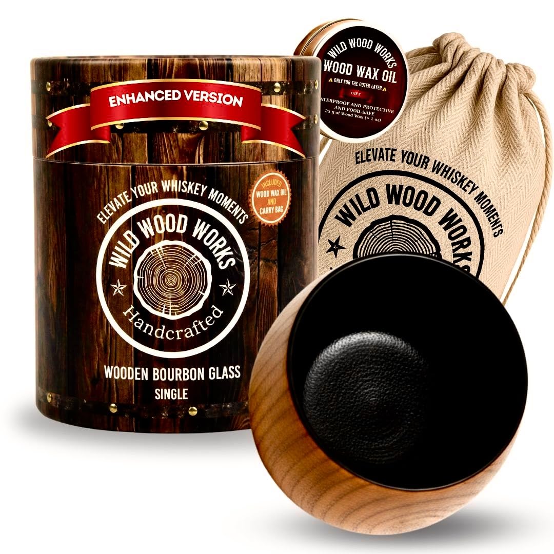 Wild wood works vaso bourbon con interior carbonizado para notas ahumadas.