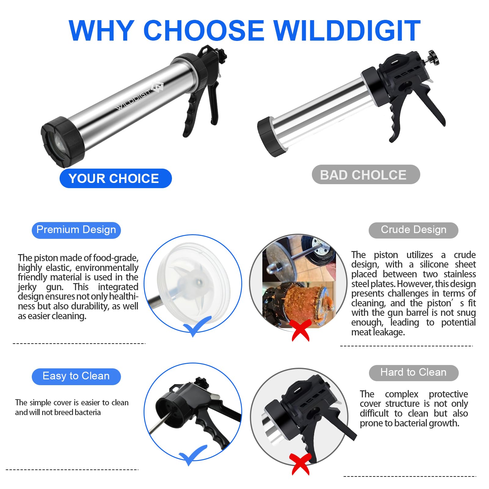 WILDDIGIT empujador de carne para porciones uniformes.