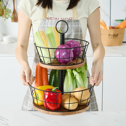 WILDMOS frutero de doble nivel maximiza espacio.