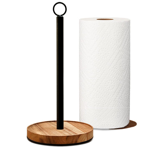 WILDMOS porta-papel de acacia con base gruesa para mesa estable.