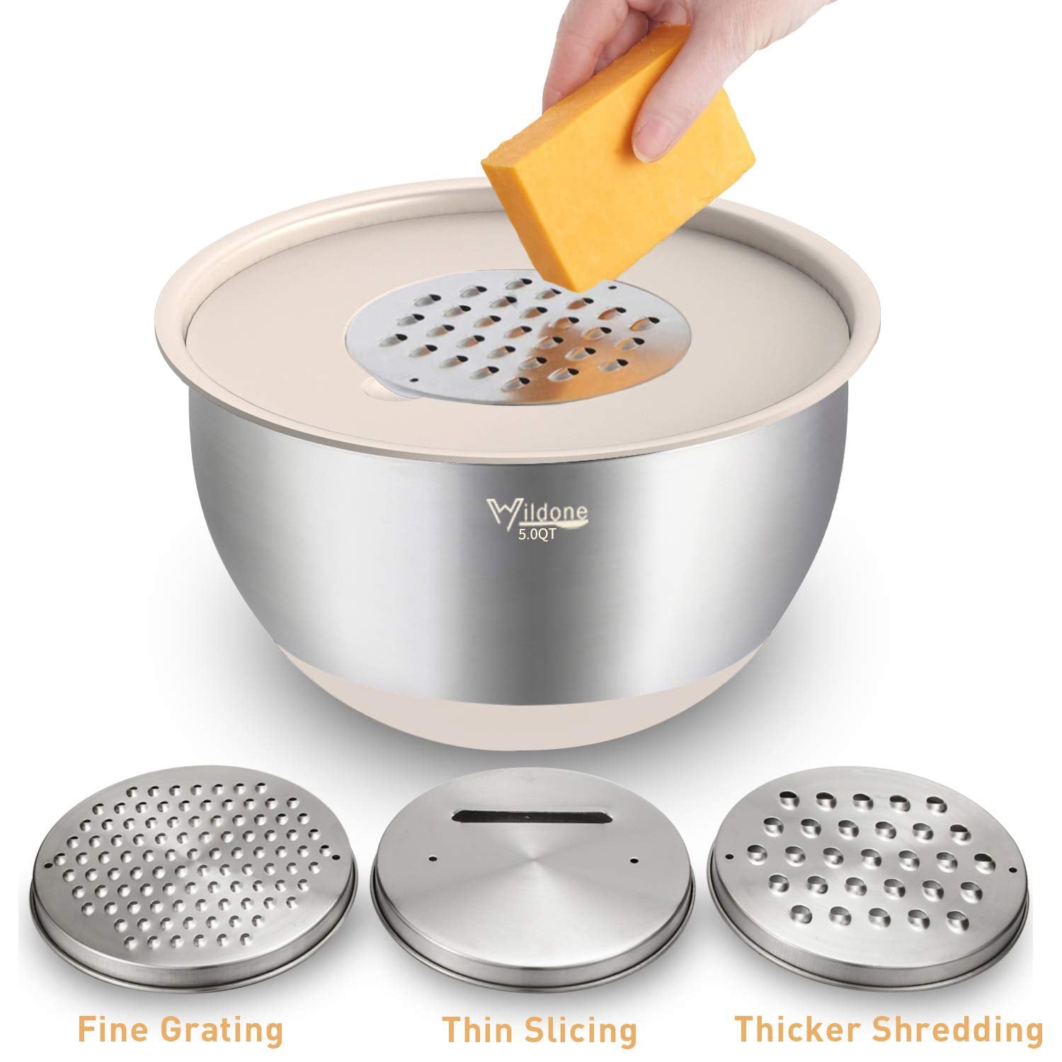 Accesorios rallador Wildone incluidos para rallar rápido en la cocina.