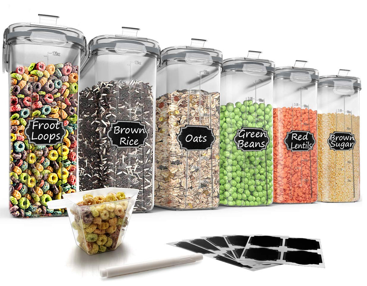 Wildone contenedores cereal tapas cerradura, sellado para conservar frescura.