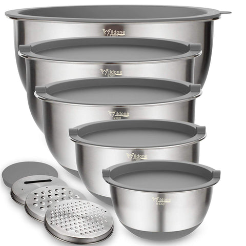 Conjunto Wildone de tazones inox con tapas para conservar alimentos frescos