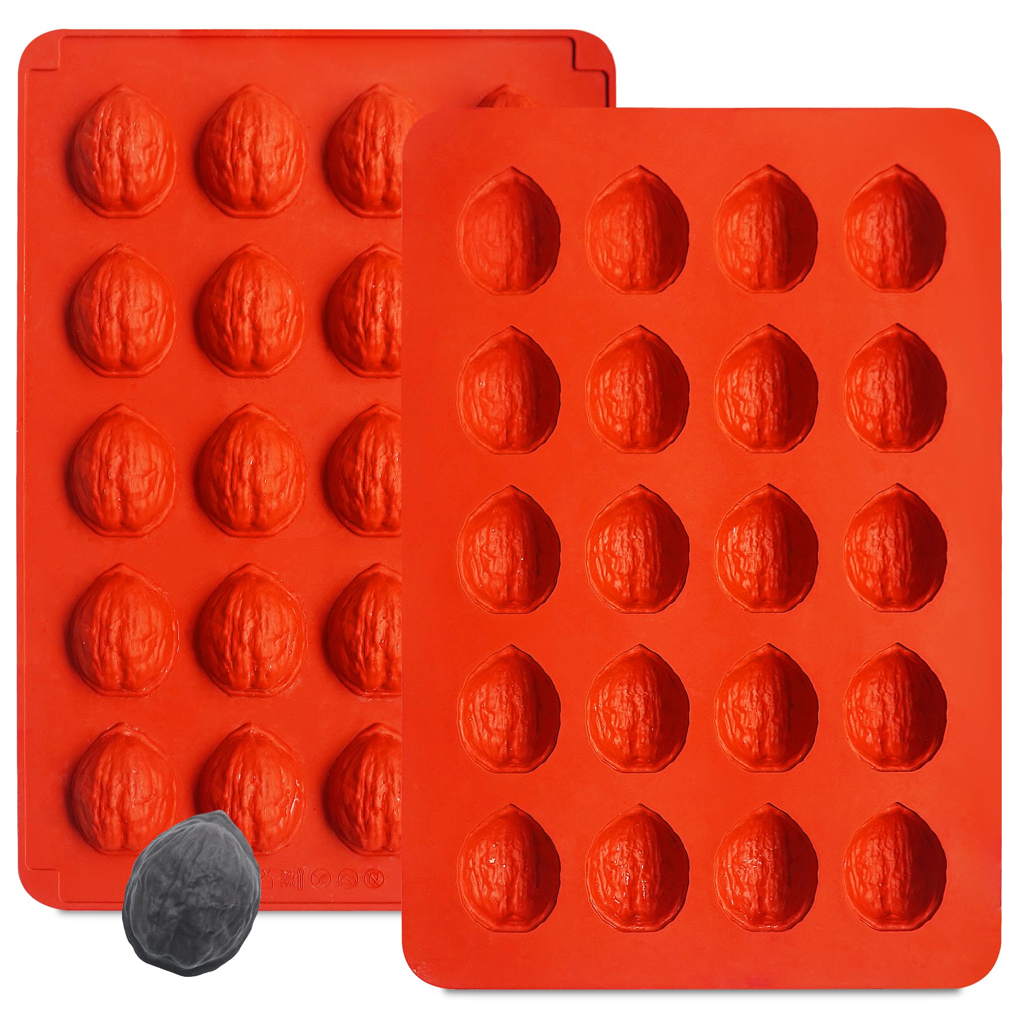 Moldes de silicona para galletas de nuez con 20 cavidades, desmolde fácil.