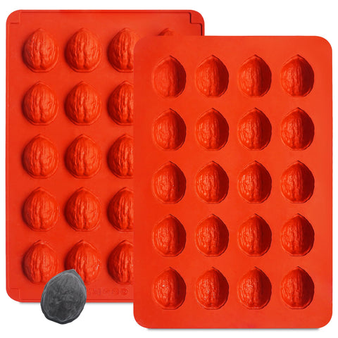 Moldes de silicona para galletas de nuez con 20 cavidades, desmolde fácil.