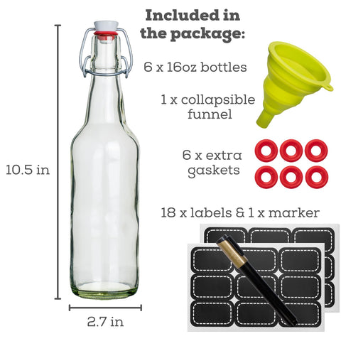 Botella WILLDAN de cristal 16oz con tapa oscilante y cierre de acero inoxidable