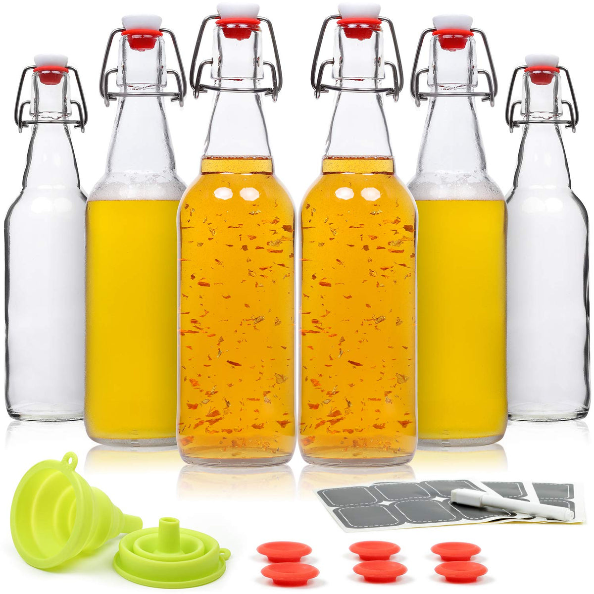 Botellas WILLDAN de cristal 16oz con tapas oscilantes para almacenamiento hermético