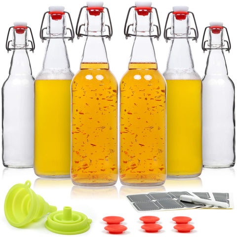 Botellas WILLDAN de cristal 16oz con tapas oscilantes para almacenamiento hermético