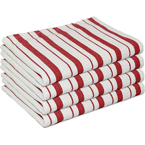 Paños de cocina Williams-Sonoma a rayas claret rojo, absorbentes para secar platos.