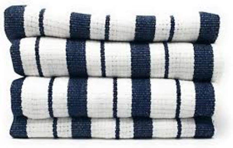 Williams-Sonoma toallas clásicas rayadas azul marino, vista frontal lista para uso diario.