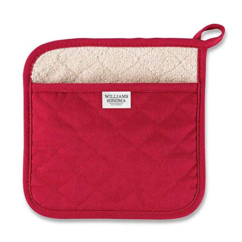 Williams-Sonoma manopla de cocina rojo granate para agarrar ollas calientes con seguridad.