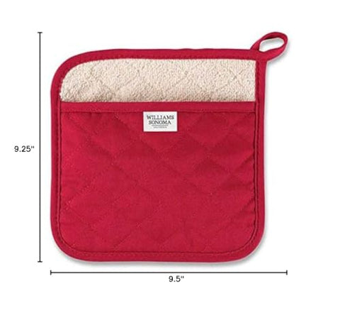 Manopla de cocina acolchada Williams-Sonoma ofrece agarre cómodo y estable al cocinar.