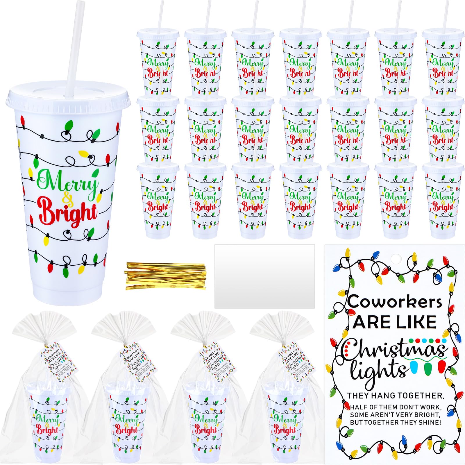 Willinglong tumbler navidad 24oz con tapa y pajilla para uso diario