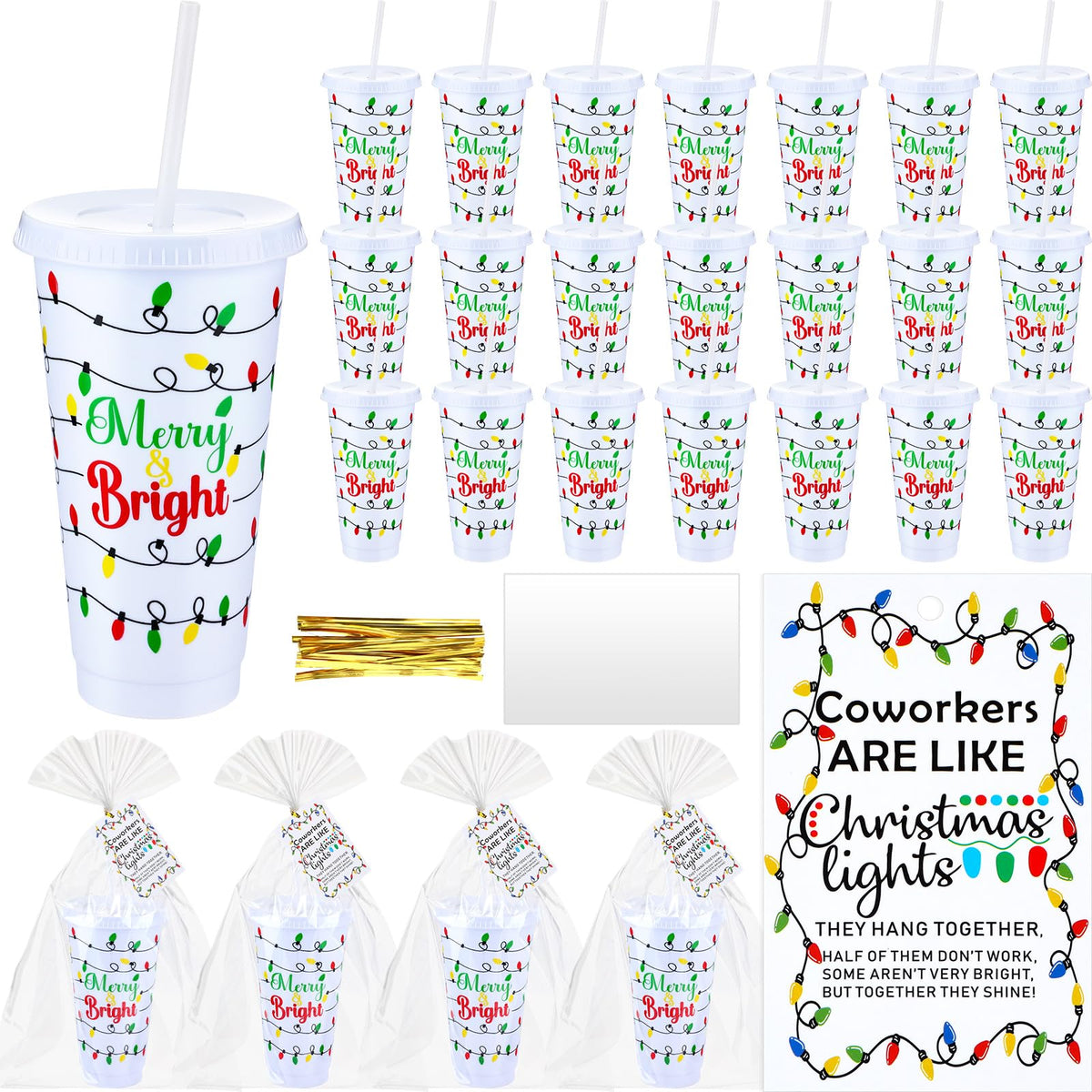 Willinglong tumbler navidad 24oz con tapa y pajilla para uso diario