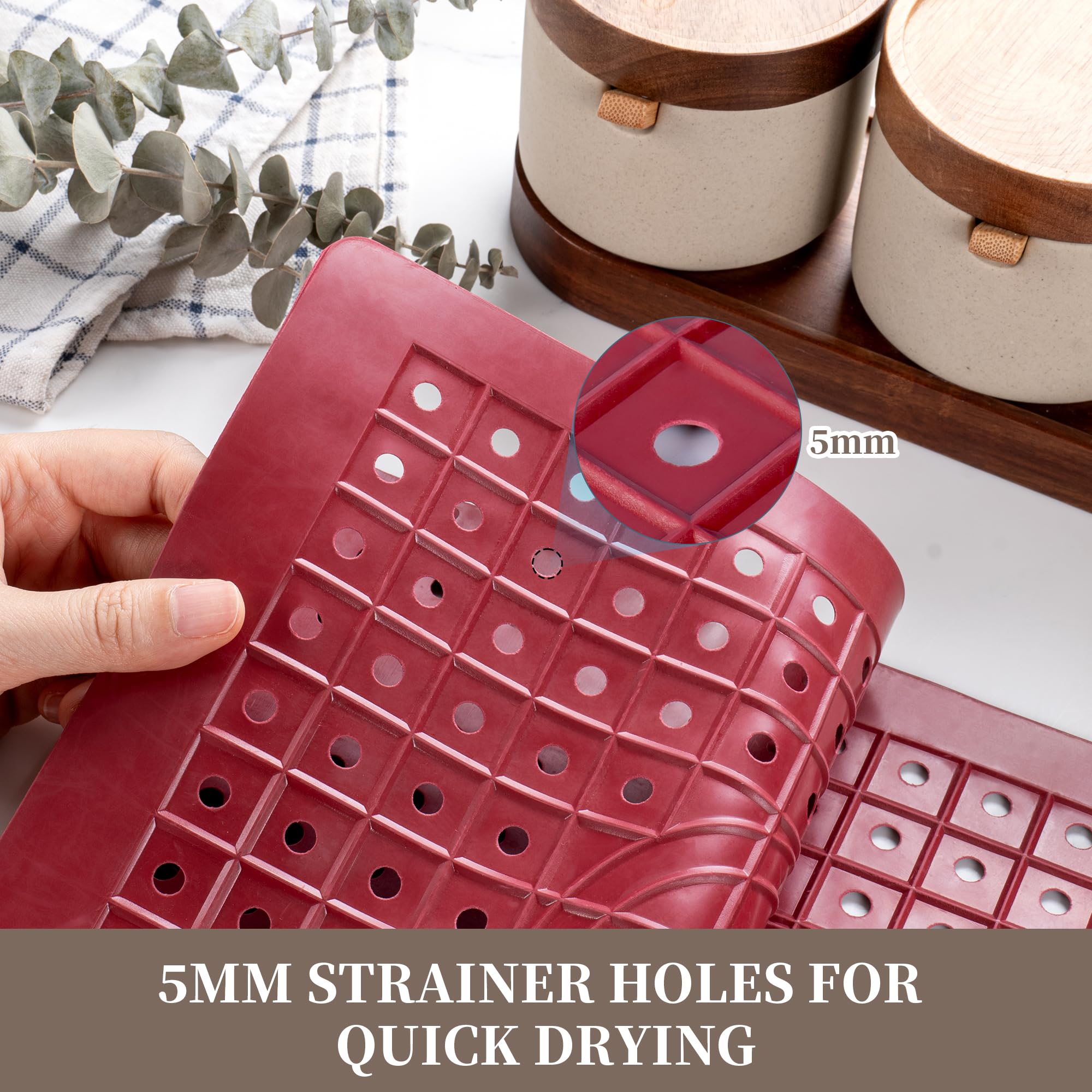 Almohadilla WILLKOMMEN para fregadero con drenaje de 5 mm mantiene la superficie seca.