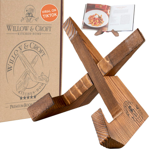 Willow & Croft soporte-recetas madera rústico para libros de cocina y decoración