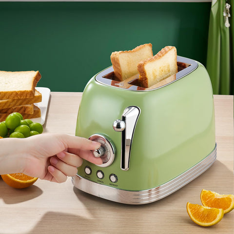 Wiltal Tostadora Retro Verde función descongelado para pan frío.
