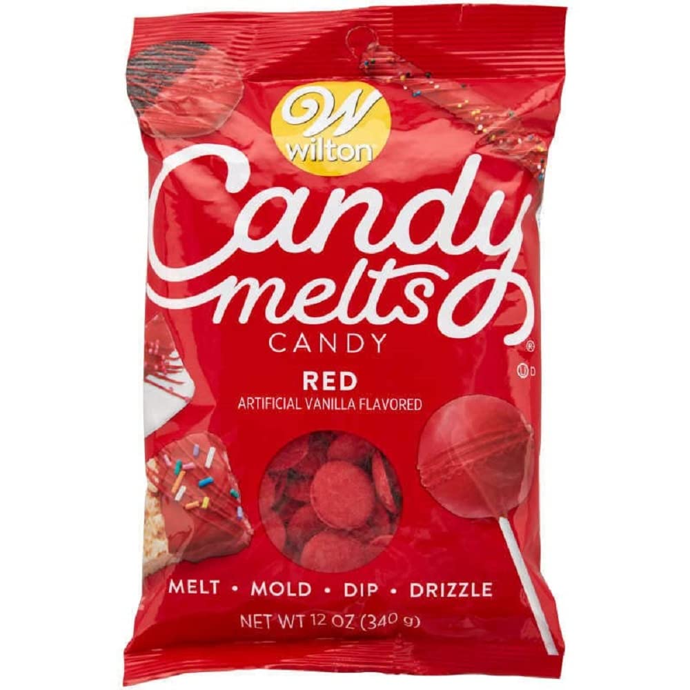Wilton Candy Melts Rojo, ideal para moldeado suave de golosinas.