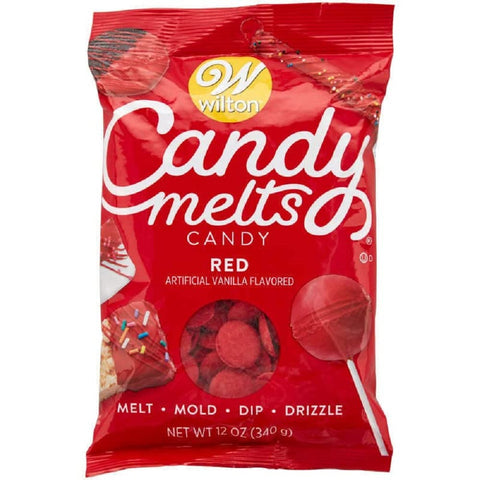 Wilton Candy Melts Rojo, ideal para moldeado suave de golosinas.